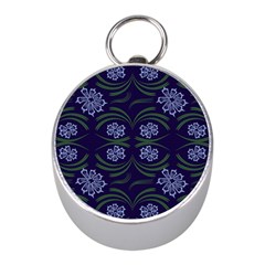 Folk Flowers Print Floral Pattern Ethnic Art Mini Silver Compasses by Eskimos