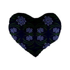 Folk Flowers Print Floral Pattern Ethnic Art Standard 16  Premium Flano Heart Shape Cushions by Eskimos