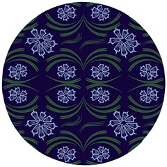 Folk Flowers Print Floral Pattern Ethnic Art Wooden Puzzle Round by Eskimos