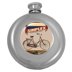 Simplex Bike 001 Design By Trijava Round Hip Flask (5 Oz) by nate14shop