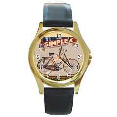 Simplex Bike 001 Design By Trijava Round Gold Metal Watch by nate14shop