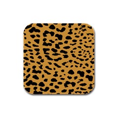 Animal Print - Leopard Jaguar Dots Rubber Square Coaster (4 Pack)