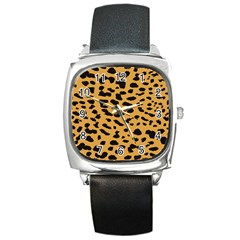 Animal Print - Leopard Jaguar Dots Square Metal Watch by ConteMonfrey