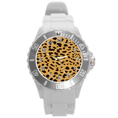 Animal Print - Leopard Jaguar Dots Round Plastic Sport Watch (l) by ConteMonfrey