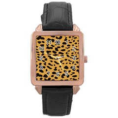 Animal Print - Leopard Jaguar Dots Rose Gold Leather Watch  by ConteMonfrey