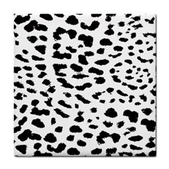 Black And White Leopard Dots Jaguar Tile Coaster by ConteMonfrey