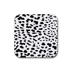 Black And White Leopard Dots Jaguar Rubber Coaster (square) by ConteMonfrey