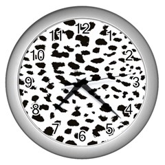 Black And White Leopard Dots Jaguar Wall Clock (silver) by ConteMonfrey