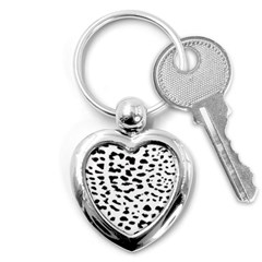 Black And White Leopard Dots Jaguar Key Chain (heart) by ConteMonfrey