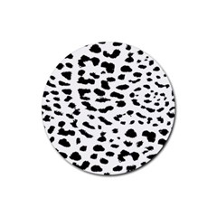 Black And White Leopard Dots Jaguar Rubber Coaster (round) by ConteMonfrey