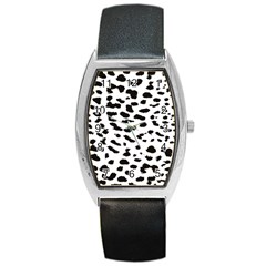 Black And White Leopard Dots Jaguar Barrel Style Metal Watch by ConteMonfrey