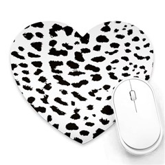 Black And White Leopard Dots Jaguar Heart Mousepads by ConteMonfrey