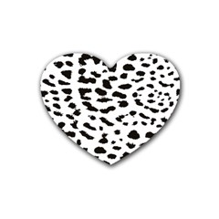 Black And White Leopard Dots Jaguar Rubber Coaster (heart) by ConteMonfrey