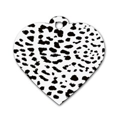 Black And White Leopard Dots Jaguar Dog Tag Heart (one Side) by ConteMonfrey