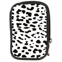 Black And White Leopard Dots Jaguar Compact Camera Leather Case by ConteMonfrey