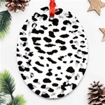 Black and white Leopard dots Jaguar Ornament (Oval Filigree) Front