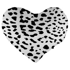 Black And White Leopard Dots Jaguar Large 19  Premium Heart Shape Cushions by ConteMonfrey