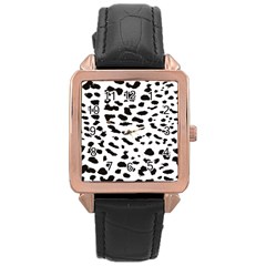 Black And White Leopard Dots Jaguar Rose Gold Leather Watch  by ConteMonfrey