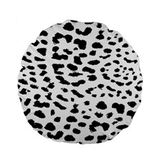 Black And White Leopard Dots Jaguar Standard 15  Premium Flano Round Cushions by ConteMonfrey