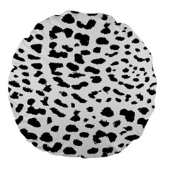 Black And White Leopard Dots Jaguar Large 18  Premium Flano Round Cushions by ConteMonfrey