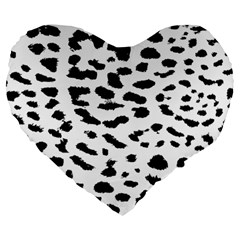 Black And White Leopard Dots Jaguar Large 19  Premium Flano Heart Shape Cushions by ConteMonfrey