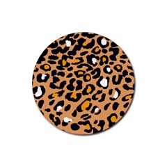 Leopard Jaguar Dots Rubber Round Coaster (4 Pack) by ConteMonfrey