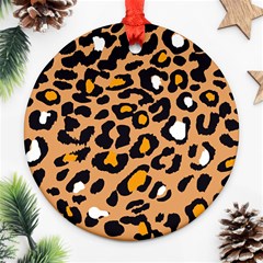 Leopard Jaguar Dots Round Ornament (two Sides) by ConteMonfrey