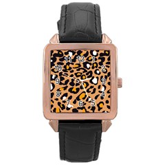 Leopard Jaguar Dots Rose Gold Leather Watch  by ConteMonfrey