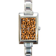 Orange Leopard Jaguar Dots Rectangle Italian Charm Watch by ConteMonfrey