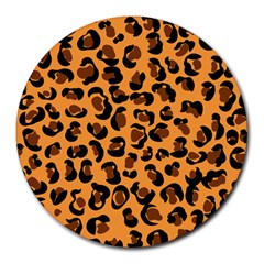 Orange Leopard Jaguar Dots Round Mousepads by ConteMonfrey