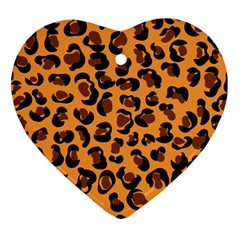 Orange Leopard Jaguar Dots Ornament (heart) by ConteMonfrey