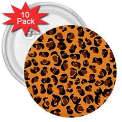 Orange Leopard Jaguar Dots 3  Buttons (10 Pack)  by ConteMonfrey