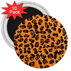 Orange Leopard Jaguar Dots 3  Magnets (10 Pack)  by ConteMonfrey