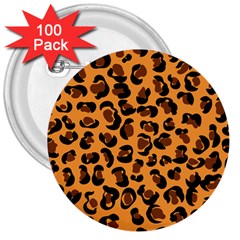 Orange Leopard Jaguar Dots 3  Buttons (100 Pack)  by ConteMonfrey