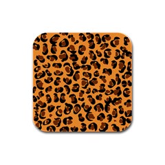 Orange Leopard Jaguar Dots Rubber Square Coaster (4 Pack) by ConteMonfrey