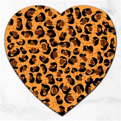 Orange Leopard Jaguar Dots Jigsaw Puzzle (heart) by ConteMonfrey