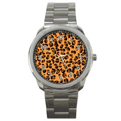 Orange Leopard Jaguar Dots Sport Metal Watch by ConteMonfrey