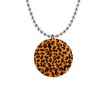 Orange Leopard Jaguar dots 1  Button Necklace Front