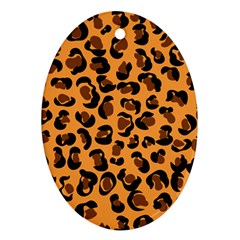 Orange Leopard Jaguar Dots Oval Ornament (two Sides) by ConteMonfrey