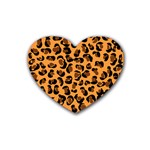 Orange Leopard Jaguar dots Rubber Coaster (Heart) Front