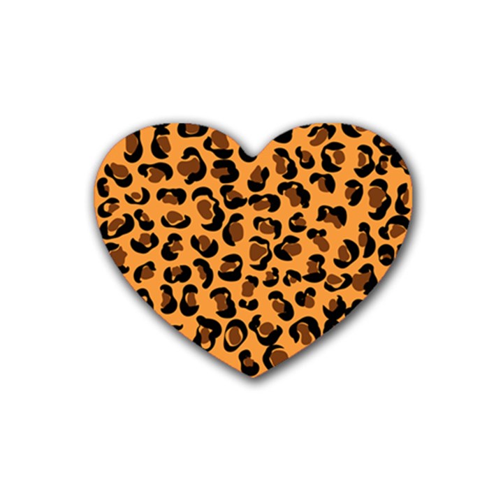 Orange Leopard Jaguar dots Rubber Coaster (Heart)