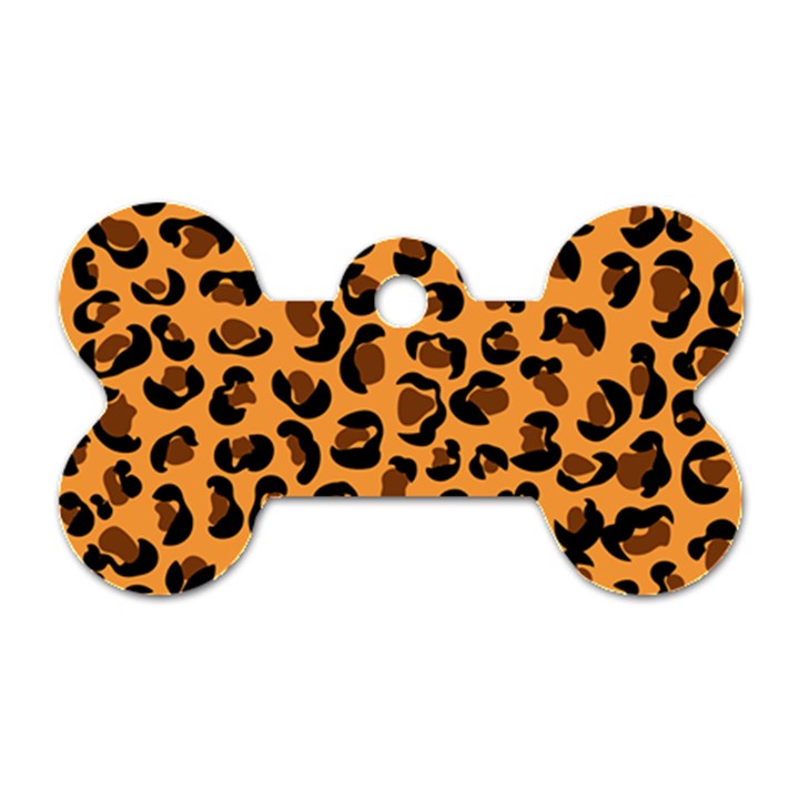 Orange Leopard Jaguar dots Dog Tag Bone (One Side)