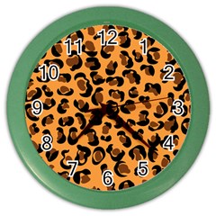 Orange Leopard Jaguar Dots Color Wall Clock by ConteMonfrey