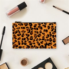 Orange Leopard Jaguar Dots Cosmetic Bag (small) by ConteMonfrey