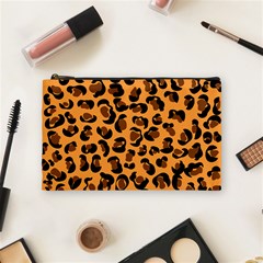 Orange Leopard Jaguar Dots Cosmetic Bag (medium) by ConteMonfrey