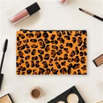 Orange Leopard Jaguar dots Cosmetic Bag (Medium) Front