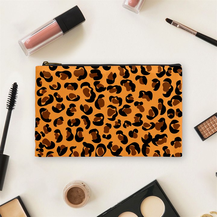 Orange Leopard Jaguar dots Cosmetic Bag (Medium)