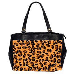 Orange Leopard Jaguar Dots Oversize Office Handbag (2 Sides) by ConteMonfrey