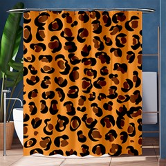 Orange Leopard Jaguar Dots Shower Curtain 60  X 72  (medium)  by ConteMonfrey