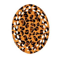 Orange Leopard Jaguar Dots Ornament (oval Filigree) by ConteMonfrey